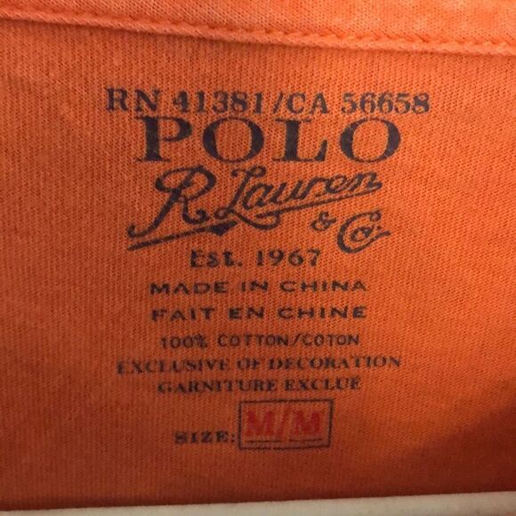 Polo Ralph Lauren, orange V-neck T-shirt size M - Picture 2 of 4
